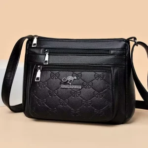 New Women’s Soft Pu Leather Plaid Single Strap Shoulder Crossbody Bag Fashion Zipper Polyester Street Summer Middle Size