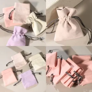 Nice Microfiber Leather Vegan Suede Jewelry Storage Pouch Bag With Drawstring