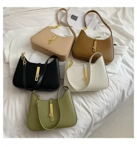 Niche Design Women’s Vintage Single Shoulder Underarm Bag Luxurious Fashionable Handbag Chain Decoration ZIP Waterproof PU