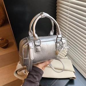 Niche Texture Boston Handbag for Women New Korean Style Simple Pillow Versatile Shoulder Crossbody Bag