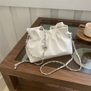 Niche-style Textured Bag Women Versatile Chain-strapped Shoulder Crossbody ZIP High-end Pleated Cloud-shaped