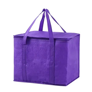 Non Woven Insulated Lunch Box with Aluminum Foil Lining Foldable Portable Takeout Meal Bag Fresh Keeping Ice Pack Print LOGO