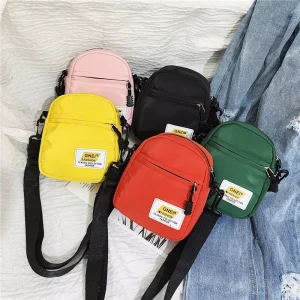 Nylon Cloth Bag New Fashion Simple Small Square Korean Style Mini Casual Single Shoulder Crossbody Zipper Girl’s Bag