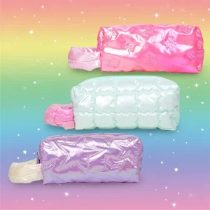 Nylon Fancy Lady Travel Portable Waterproof Shiny Floral Plain Quilted Cosmetic Bag