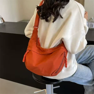 Nylon Zipper Single Strap Women’s High End Large Capacity Crossbody Shoulder Bag Polyester Summer Fashionable Casual