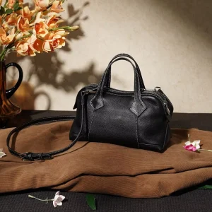 ODM OEM Manufacturer New First Layer Cowhide Solid Color Medium Genuine Leather ZIP Closure Women’s Handbags Shoulder Bags