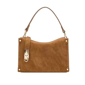 ODM&OEM Custom Manufacturer Cowhide Genuine Leather Vintage Lady Lock Closure Stitching Casual Women’s Shoulder Bags