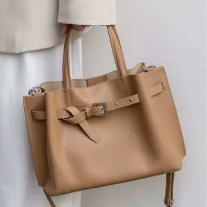 ODM&OEM Custom Manufacturer Genuine Leather Vintage Street Trends Zipper Closure Women’s Medium Tote & Shoulder Bags
