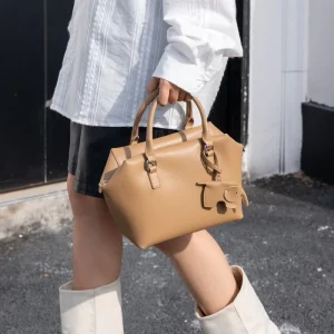 ODM&OEM Early Spring New Cowhide Minimalist Bowling Handbag High end Genuine Leather Women’s Shoulder Bag Zip Large