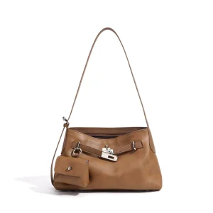 ODM&OEM Genuine Leather Top Grain Cowhide Single Strap Hook Loop Closure Urban Simplicity Pendant Crossbody Shoulder Bag