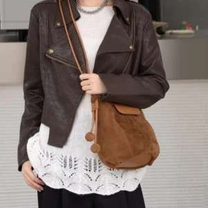 ODM&OEM New Popular Fashion Matte Genuine Leather Pumpkin Soft Boutique High-End Single Crossbody Shoulder Bag Women’s