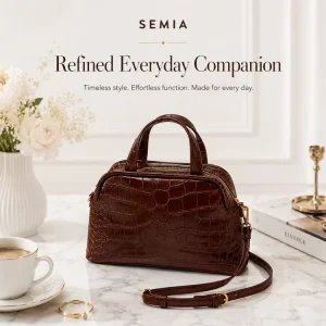 OEM Custom Genuine Leather Crocodile Embossed Women Boston Bag Vintage Top Handle Crossbody Manufacturer