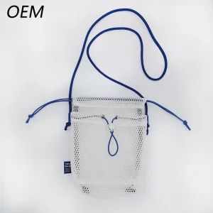 OEM Custom Polyester Drawstring Mesh Bag Packable Storage Pouch for Resort Merchandise & Island Souvenir