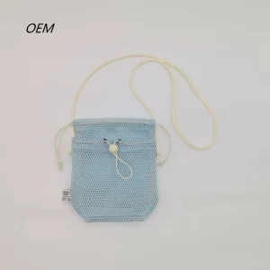 OEM Custom Polyester Drawstring Mesh Bag Packable Storage Pouch for Resort Merchandise Island Souvenir