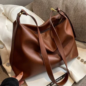 OEM Custom Women’s Medium PU Large Capacity New Work Crossbody Retro Fashion Shoulder Tote Bag