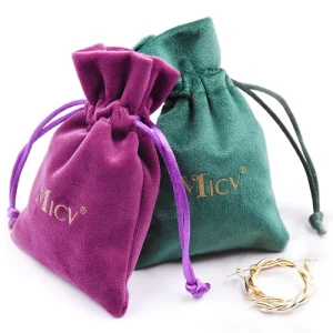 OEM Customizable Logo Drawstring 7*9cm Velvet Bag Wedding Christmas Jewelry Packaging Bag With MICV
