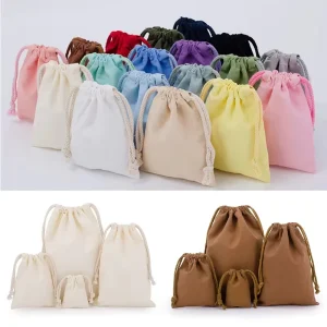 OEM ODM Canvas Cotton Jewelry Pouch Drawstring Shoe Bag Custom Dust Bag Covers with Logo Print