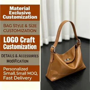 OEM ODM Customized Burst Wax Cowhide Women’s Shoulder Bag Fashionable Retro Designer Bag Large Capacity Minimalist Crossbody Bag