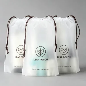 OEM ODM Eco-Friendly Frosted PE Drawstring Gift Packaging Bag Waterproof Travel Organizer Pouch with Custom Print for Small Item