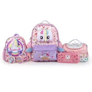 OEM ODM High Quality Waterproof 4 in 1 School Backpack Set Student Lunch Bag Pencil Case Kids Cartoon 20-36L Fashion