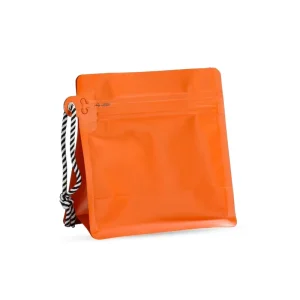 Orange Flat Bottom Pouch Pulled Zipper Food Grade Plastic Packaging Portable Drawstring 125g 250g 500g Coffee Bean Packaging