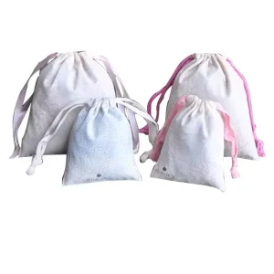 Organic Cotton Canvas Drawstring Bags with Custom Logo Reusable Eco Friendly Toy Storage