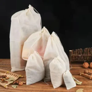 Organic Cotton Drawstring Bag for Kitchen Storage Disposable Tea Filter and Gauze Pocket Bundle XYDBAGS