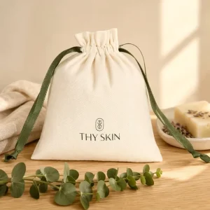 Organic Cotton Printed Muslin Drawstring Bags Custom Logo Large Linen Cotton Dust Packaging Bag For Purse Shoe Handbags Luxury