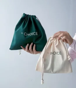 Organic Recycled Cotton Canvas Reusable Mini Small Drawstring Dust Bag for Gift Packing