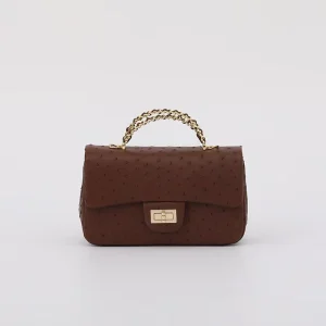 Ostrich Leather Chain Handbag Genuine Leather Women’s Shoulder Bag