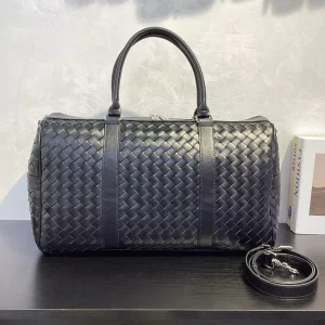 Oversized Woven Genuine Leather Women’s Travel Bag Fashionable Cowhide Lady’s Handbag Single Shoulder Strap Crossbody Bag