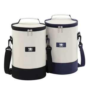Oxford Cloth Student Lunch Bag with Thickened Aluminum Foil Lining Insulated Cylinder Design for Outdoor Use