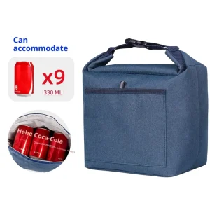 Oxford Cloth Thermal Insulation Lunch Bag with Zipper Closure Portable for Campus/Office Use 4 Persons