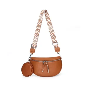 PU Leather Casual Crossbody Bag for Women and Men Waist Bag with Polyester Lining and Zipper Closure