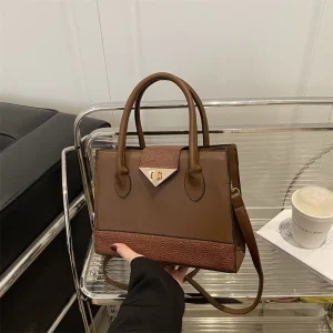 PU Leather Large Capacity Summer Fashion Splicing Contrasting Color Women’s Single Shoulder Crossbody Bag