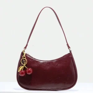 PU Leather Women’s Underarm Bag Chain Bag Shoulder Bag With Cherry Pendant