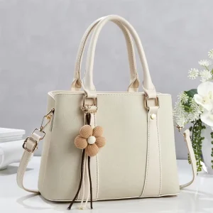 PU Tote Bags for Women Handbags with Flower Tassel Charm Crossbody Shoulder Bags for Daily Use Handbag for Woman