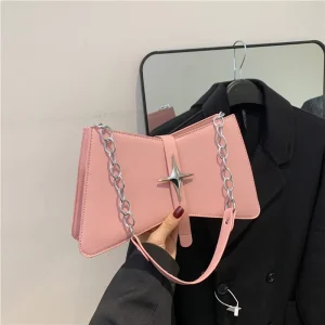 PU Trendy Purse Thick Chain Small Tote Shoulder Bag for Women Handbag Fashion Ladies Shoulder Bag