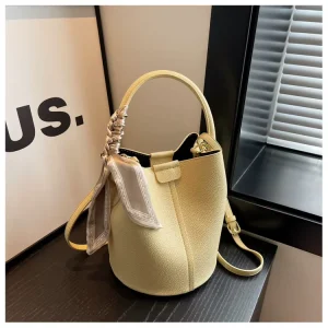 PU Waterproof Large Capacity Litchi Skin Bucket Travel Big Leather Bags For Women