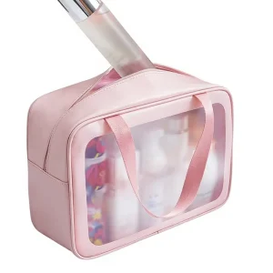 PU Waterproof Open No LOGO Portable Large Capacity Transparent Makeup Bag for Travel Cosmetic Organizer Swimming Bag