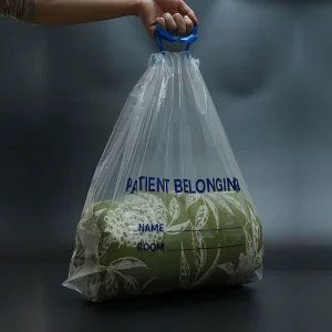 Patient Belonging Bag Clear with Drawstring Tie Hospital Property Bag for Patient Items Storage Disposable Medical Use