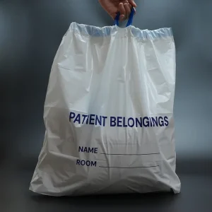 Patient Belonging Bag White with Drawstring Tie Hospital Property Bag for Patient Storage Personal Items Disposable Medical Use