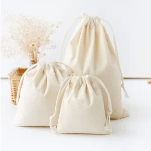Personalized Color Eco friendly Folding Canvas Cotton Drawstring Bag with Double String