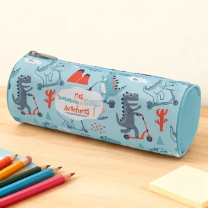 Personalized Custom Animal Printed Pencil Case Eco Friendly Round Shape Aesthetic Pen Pouch for Girls Boys Back to School