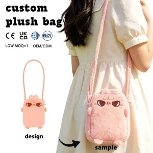 Personalized Design Custom Plush Crossbody Bag 3D Animal Shaped Fluffy Plush ITA Backpack Handbag for Daily Customized Bags