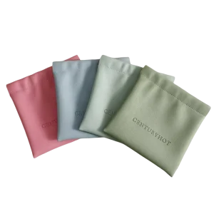 Personalized Logo Luxury PU Leather Jewelry Pouch Shrapnel Automatic Snap Closure Green Packing Bag