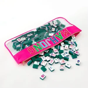 Personalized Mahjongg Tiles Zipper Pouch Custom Logo Mahjong Set Travel Bag