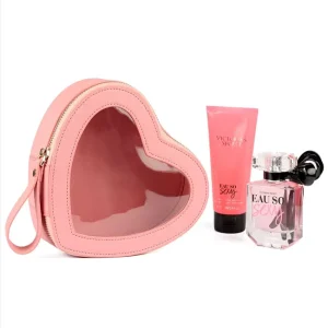 Personalized Pink PU Leather and PVC Beauty Makeup Bag Makeup Pouch Bag Heart Shape Clear Cosmetic Bag