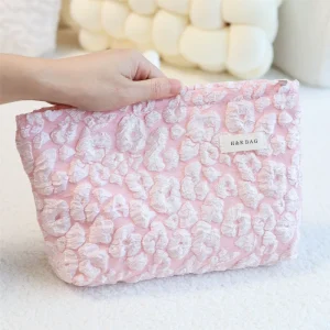 Pink Embossed Clouds Large Capacity Lipstick Skin Care Products Storage Cosmetic Bag