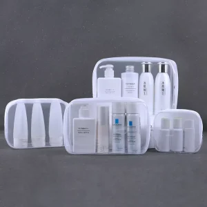 Plastic Bag Manufacturer Frosted EVA Cosmetic Bags With Soft Loop Handle Clear Storage Bags for Makeup